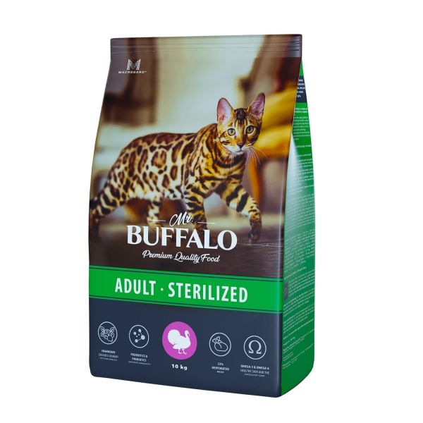 Mr.Buffalo STERILIZED Сухой корм для стерилизованных кошек с Индейкой