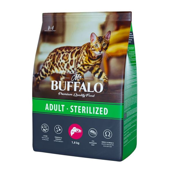 Mr.Buffalo STERILIZED Cухой корм для стерилизованных кошек с Лососем