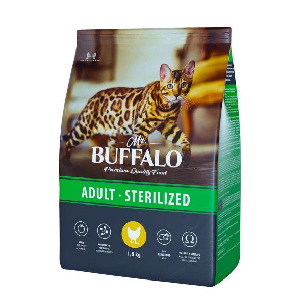 Mr.Buffalo STERILIZED Cухой корм для стерилизованных кошек с Курицей