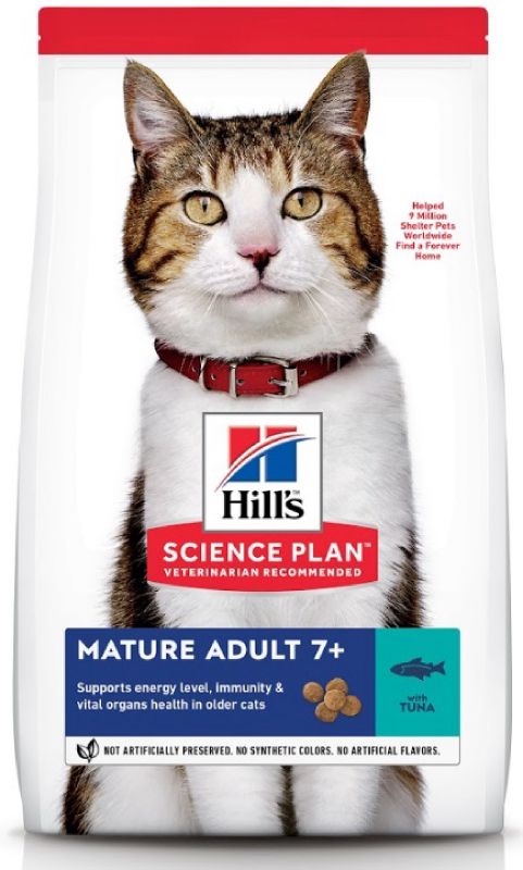 Hill's Science Plan сухой корм для пожилых кошек 7+ для поддержания здоровья в период старения с тунцом - Active Longevity