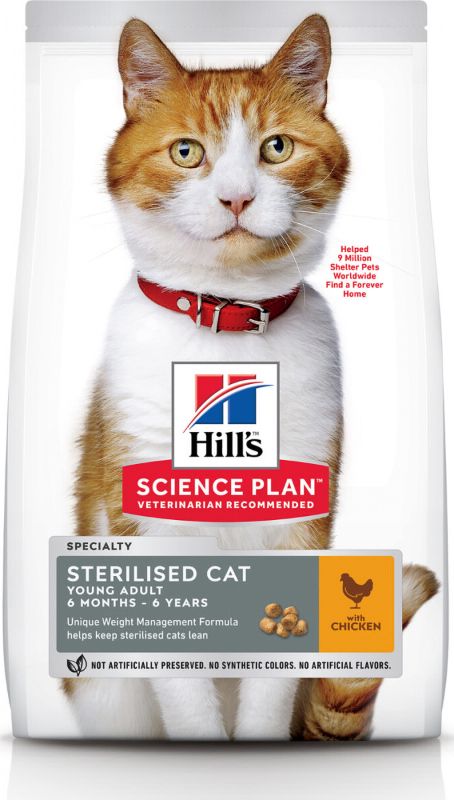 Hill's Science Plan сухой корм для молодых стерилизованных кошек и кастрированных котов с курицей - Sterilised Cat