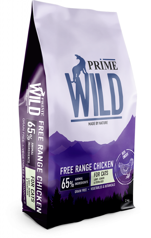 PRIME WILD GF FREE RANGE - Сухой беззерновой корм для котят, взрослых и пожилых кошек с Курицей, стерилизованных и с избыточной массой тела