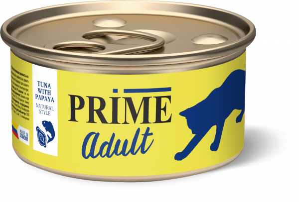 Prime - Консервы для взрослых кошек, Тунец с папайей в собственном соку