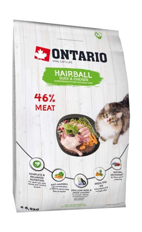 Ontario Hairball  Сухой корм для кошек "Выведение Шерсти"