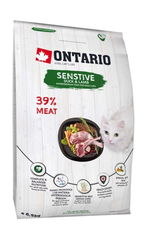 Ontario Sensitive Derma  Сухой корм для кошек с чувствительным пищеварением и шерстью