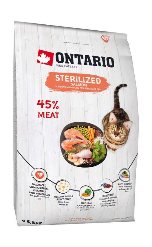 Ontario Adult Sterilised Сухой корм для стерилизованных кошек с лососем