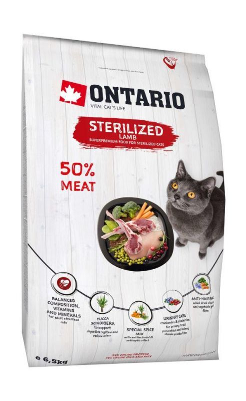 Ontario Adult Sterilised Сухой корм для стерилизованных кошек с ягненком