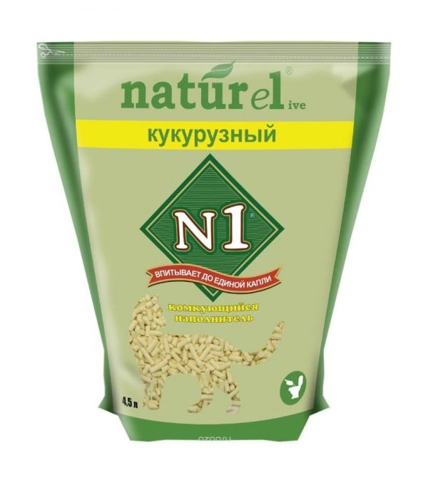 N1 Naturel "Кукурузный" комкующийся наполнитель