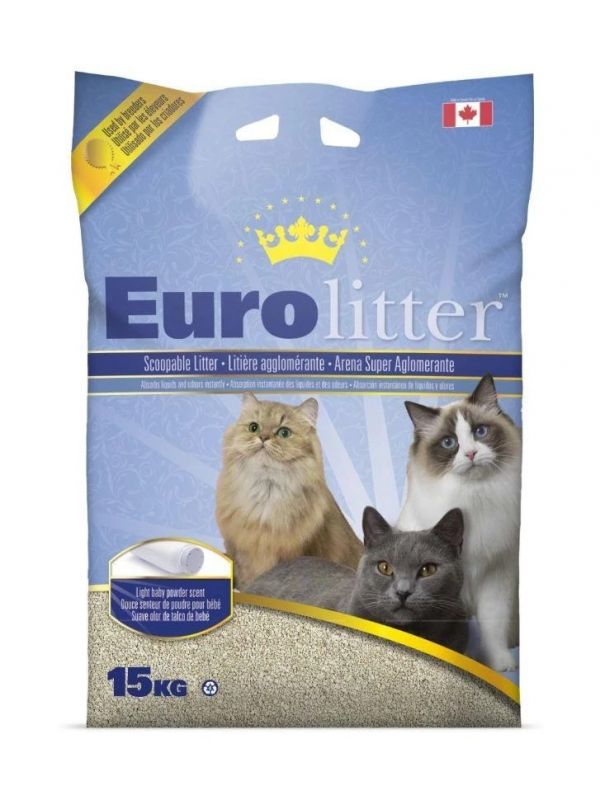 Eurolitter Dust Free Комкующийся наполнитель "Контроль запаха", без пыли - аромат детской присыпки