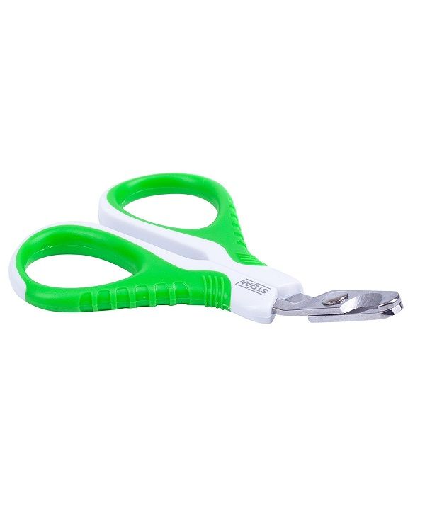 Когтерез-ножницы (когтерезка)для стрижки когтей животных"STEFAN",бело-зеленый,изогнутый,малый,GXS018