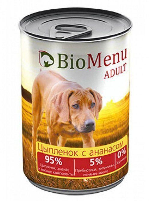 BioMenu - Консервы для собак Цыпленок с ананасом
