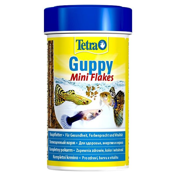 Guppy Flakes 100мл. хлопья для всех видов гуппи и всех живородящих рыб.