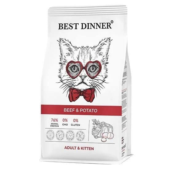 Best Dinner Adult and Kitten Сухой корм для котят и взрослых кошек, с Говядиной и Картофелем