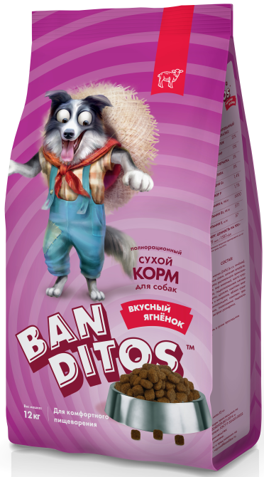 BANDITOS - Полнорационный сухой корм для Взрослых собак всех пород с Ягненком