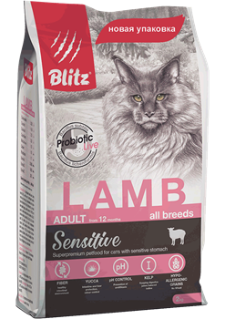 Blitz Sensitive Lamb Adult Cats - сухой корм для кошек с чувствительным пищеварением, с Ягнёнком