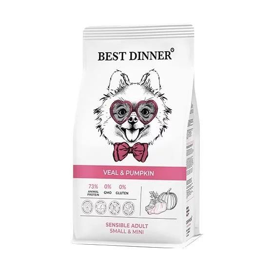 Best Dinner Sensible Adult Mini Сухой корм для взрослых собак мелких пород, с Телятиной и Тыквой