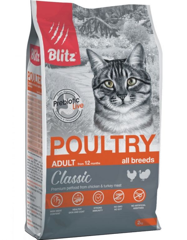 Blitz Classic Poultry Adult Cat - сухой корм для кошек с Домашней птицей