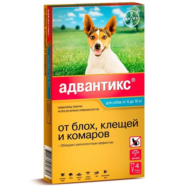 Bayer «Адвантикс» капли от блох и клещей для собак от 4 до 10 кг