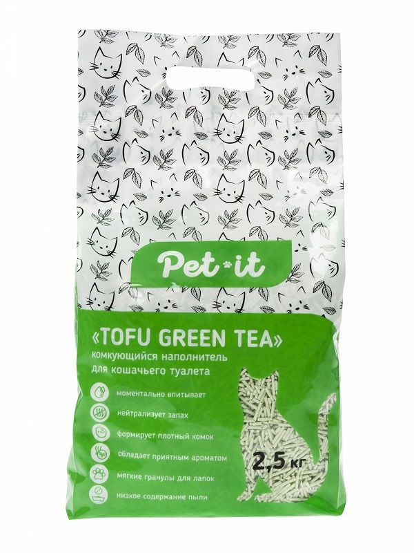Pet-it - TOFU комкующийся наполнитель для кошек Тофу - зеленый чай