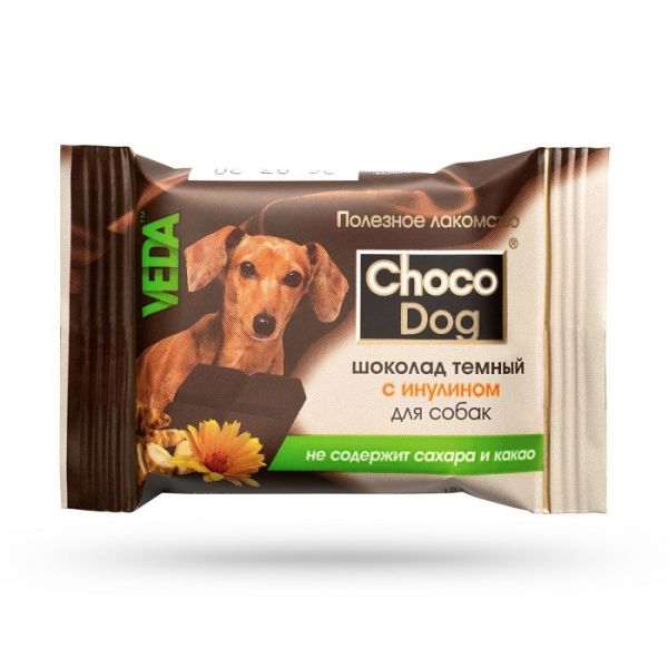 "Choco dog" 15гр. шоколад темный с инулином лакомство для собак 1/40