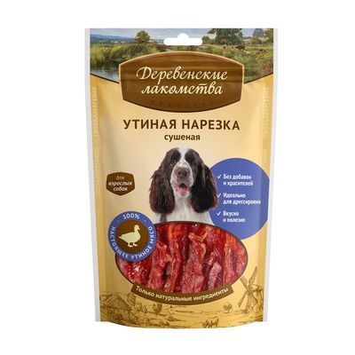 Деревенские лакомства Утиная нарезка сушеная для собак (100% мясо)