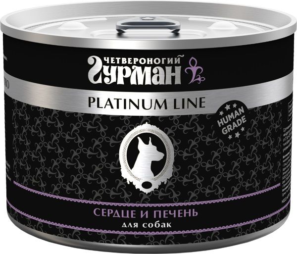 Четвероногий Гурман Platinum Line Консервы для собак, сердце и печень в желе