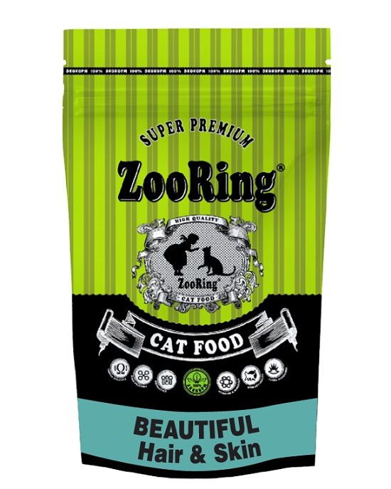 ZooRing Beautiful Hair&Skin - Сухой корм для кошек для красивой шерсти и кожи