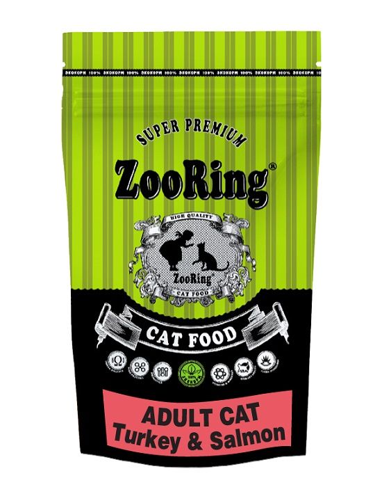 ZooRing Adult Cat Turkey&Salmon - Сухой корм для кошек с Индейкой и лососем