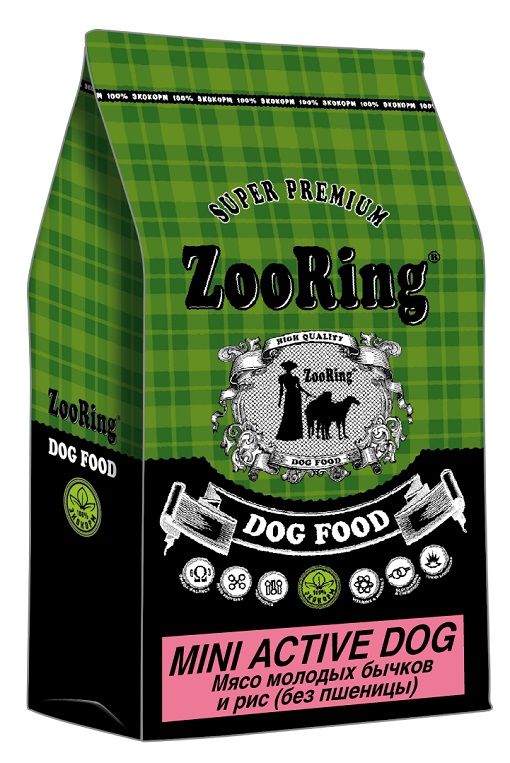 ZooRing Mini Active Dog - Сухой корм для взрослых собак Мелких пород с Мясом молодых бычков и рисом