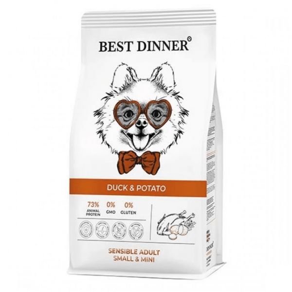 Best Dinner Sensible Adult Mini Сухой корм для взрослых собак мелких пород, с Уткой и Картофелем