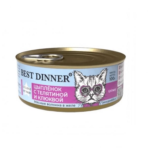 Best Dinner Urinary Консервы для кошек с Цыпленком, Телятиной и Клюквой
