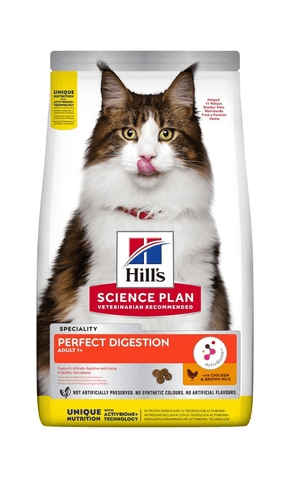 Hill's Adult - Сухой корм для взрослых кошек, идеальное пищеварения, с Курицей и Коричневым рисом