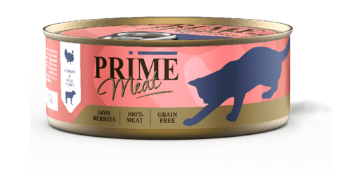 Prime Meat - Консервы для взрослых кошек, Индейка с Телятиной, Филе в желе