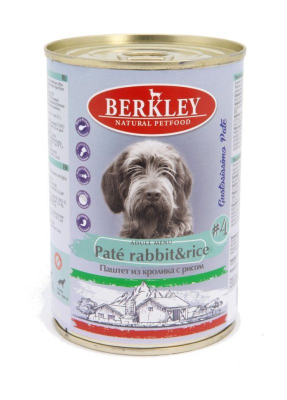 Беркли № 4 - Консервы для собак, паштет из кролика с рисом