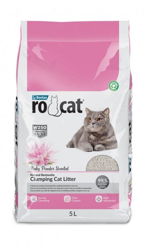 Ro Cat Baby powder - Комкующийся наполнитель без пыли с ароматом детской присыпки