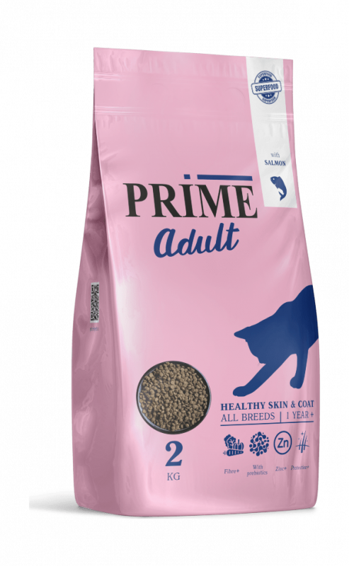 PRIME Healthy Skin and Coat - Сухой корм для кошек, Здоровая Кожа и Шерсть, с Лососем