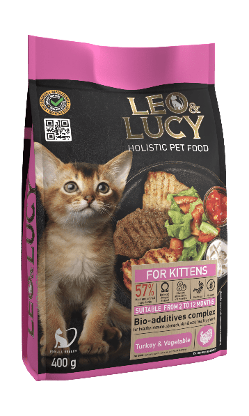 LEO&LUCY - Сухой холистик корм полнорационный для котят с индейкой, овощами и биодобавками