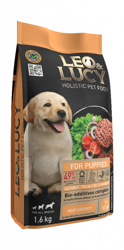 LEO&LUCY - Сухой холистик корм полнорационный для щенков мясное ассорти с овощами и биодобавками