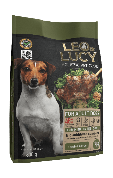 LEO&LUCY - Сухой холистик корм полнорационный для взрослых собак мини пород с ягненком, травами и биодобавками