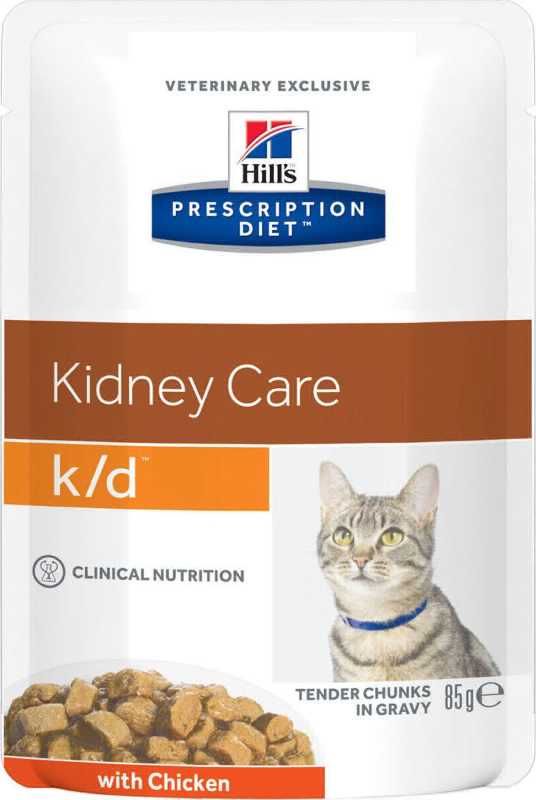 Hill's Prescription Diet k/d Kidney Care - Паучи,  влажный диетический корм для кошек при хронической болезни почек, с курицей
