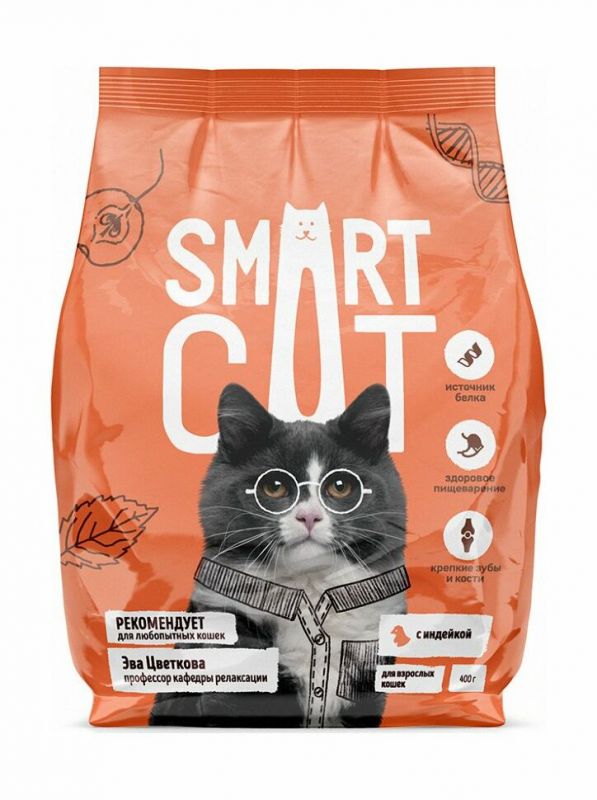 Smart Cat сухой корм для взрослых кошек с индейкой