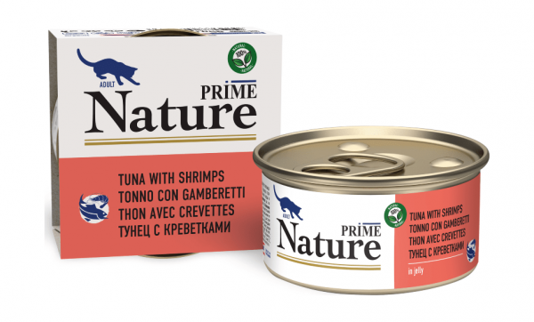 Prime Nature - Консервы для кошек, с тунец с креветками, в желе