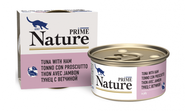 Prime Nature - Консервы для кошек, с тунец с ветчиной, в желе