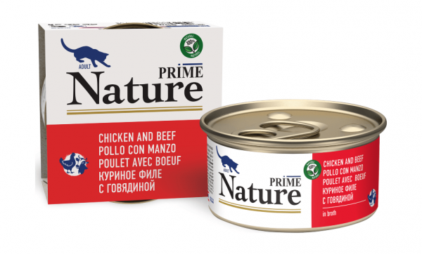 Prime Nature - Консервы для кошек, куриное филе с говядиной, в желе