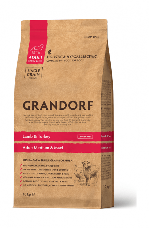 Grandorf Сухой корм для взрослых собак средних и крупных пород с Ягненком и индейкой - Lamb & Turkey Medium & Maxi Adult