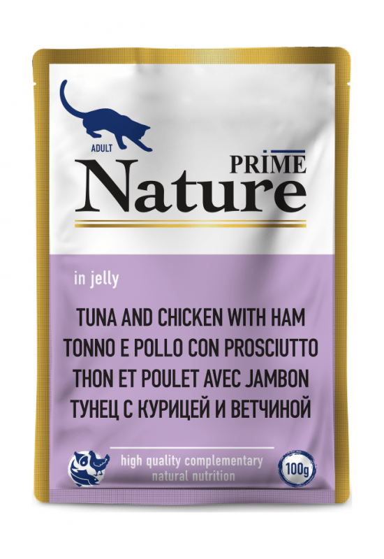 Prime Nature - Паучи для кошек, Тунец с курицей и ветчиной в желе
