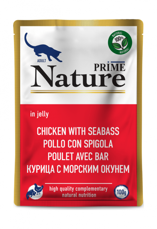 Prime Nature - Паучи для кошек, Курица с морским окунем в желе