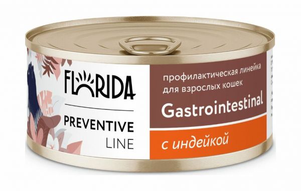 Florida Preventive Line Gastrointestinal - Консервы для кошек, "Поддержание здоровья пищеварительной системы", с Индейкой