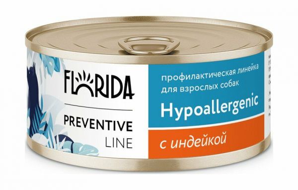 Florida Hypoallergenic - Консервы для собак при пищевой аллергии, с индейкой