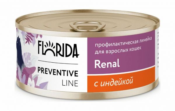 Florida Preventive Line Renal - Консервы для кошек, "Поддержание здоровья почек", с Индейкой